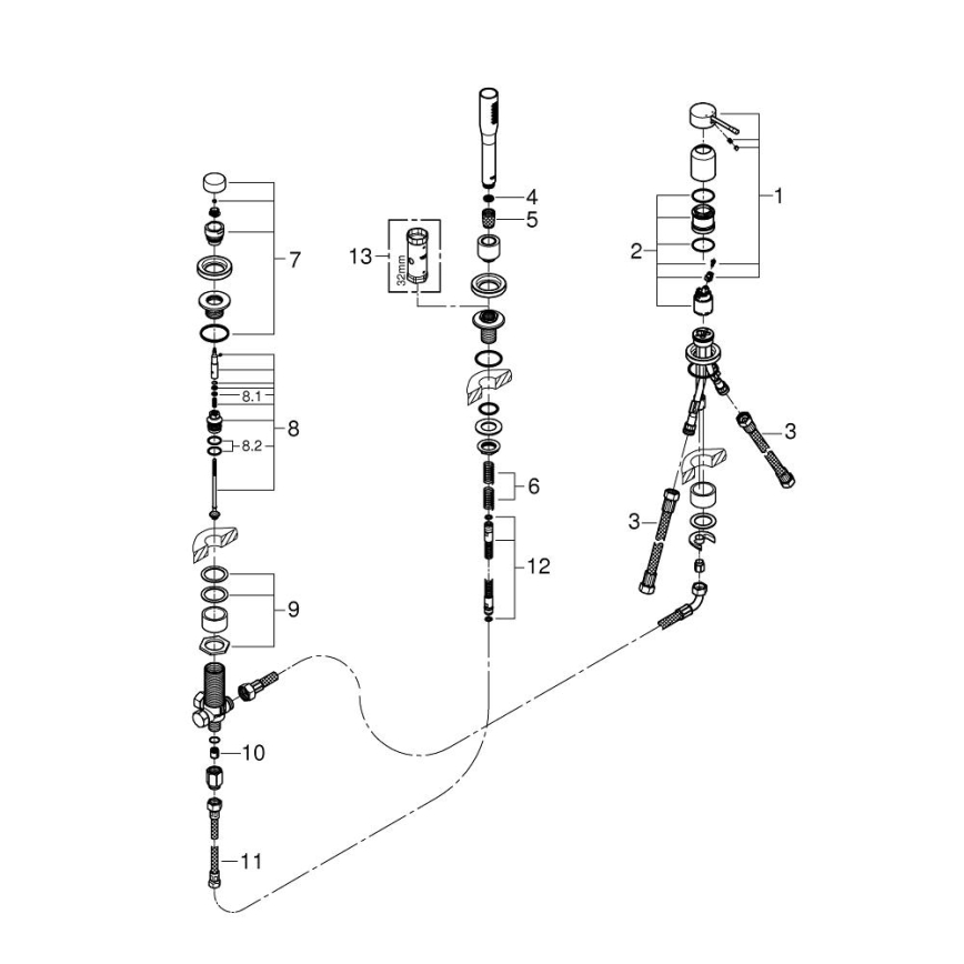 GROHE 19976001 - Conjunto para banheira de 3 furos ESSENCE, cromado brilhante