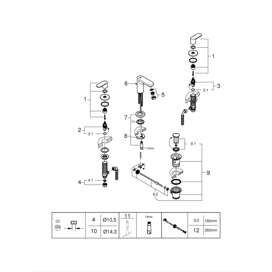 GROHE 20187000-Misturador de lavatório de três furos EUROSMART COSMOPOLITAN DN 15 cromado