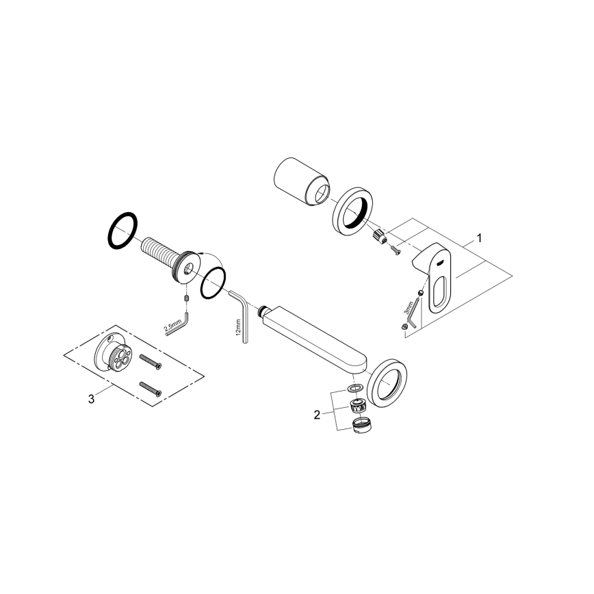 GROHE 20289000 - Misturador para lavatório de 2 furos BAULOOP 110 mm, cromo brilhante