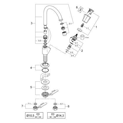 GROHE 20393001 - Válvula de bancada COSTA L DN 15, cromado brilhante