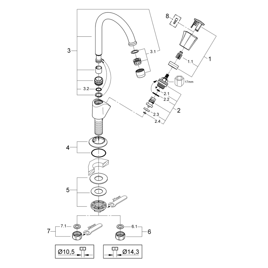 GROHE 20393001 - Válvula de bancada COSTA L DN 15, cromado brilhante