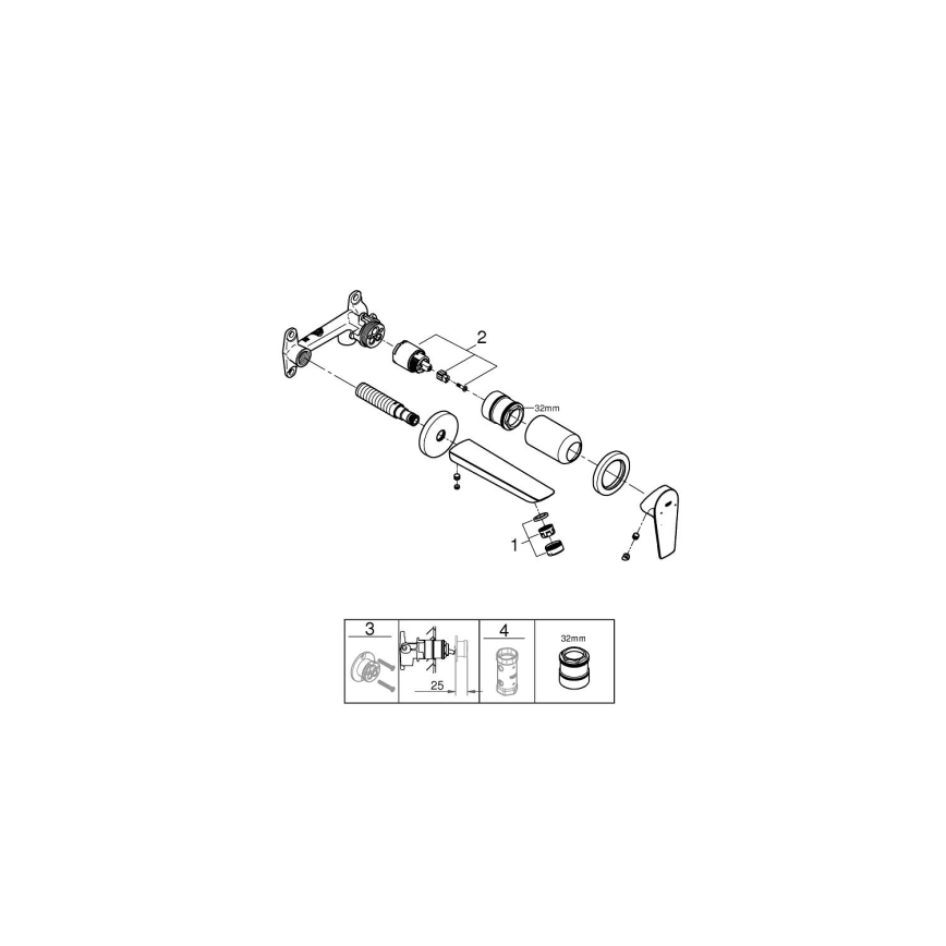 GROHE 20474001 - Misturador de lavatório para instalação embutida 177 mm cromo brilhante