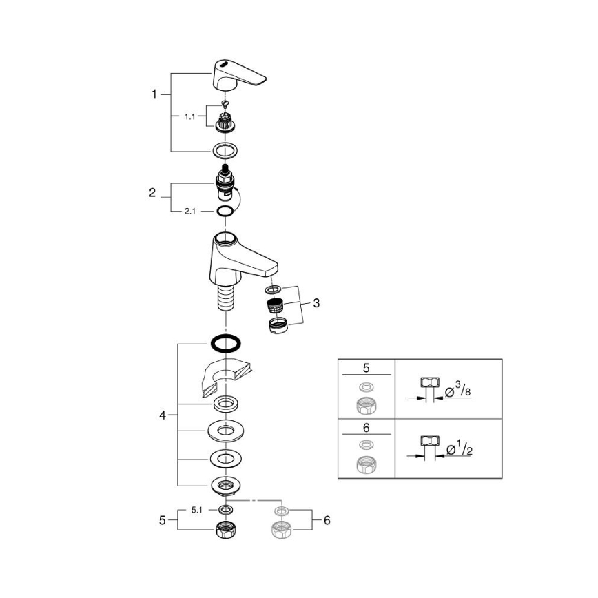 GROHE 20577000 - Válvula de bancada START FLOW DN 15, cromado brilhante