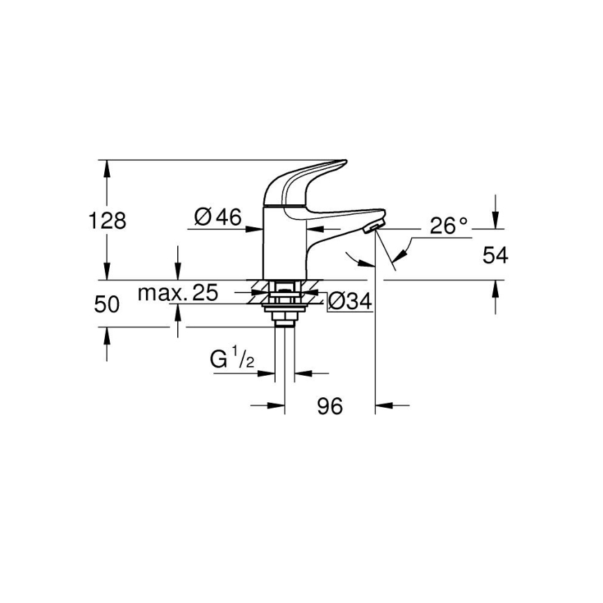 GROHE 20617001 - Válvula de bancada SWIFT, tamanho XS, acabamento cromado brilhante