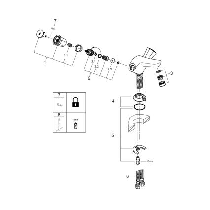 GROHE 21100001 - Torneira para lavatório COSTA L DN 15 cromo brilhante