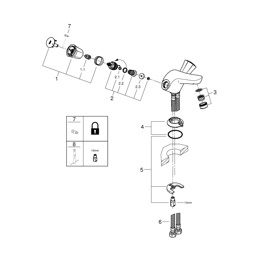 GROHE 21100001 - Torneira para lavatório COSTA L DN 15 cromo brilhante