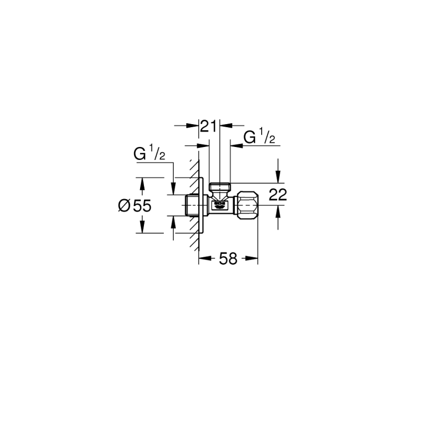 GROHE 22025000 - Válvula de ângulo UNIVERSAL DN 15 cromo brilhante