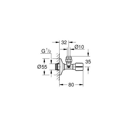 GROHE 22039000 - Válvula de ângulo UNIVERSAL DN 15 cromada brilhante