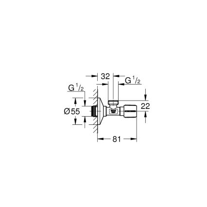 GROHE 22043000 - Válvula de ângulo UNIVERSAL DN 15, acabamento cromado brilhante