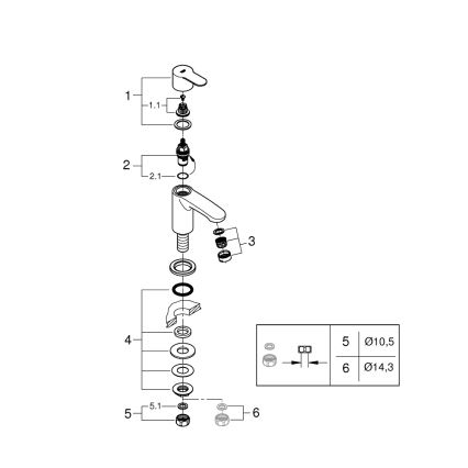 GROHE 23039002 - Misturador monocomando para lavatório EUROSTYLE COSMOPOLITAN tamanho XS cromado