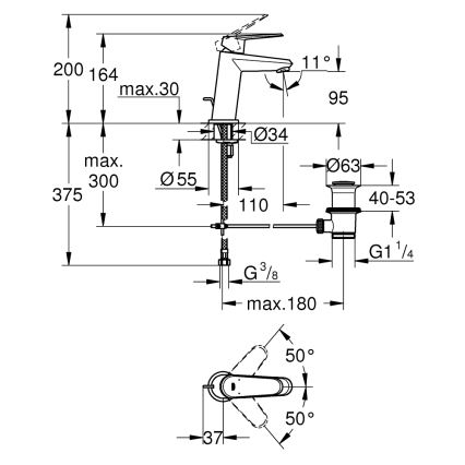 GROHE 23049002 - Misturador monocomando para lavatório EURODISC COSMOPOLITAN, tamanho S, cromado