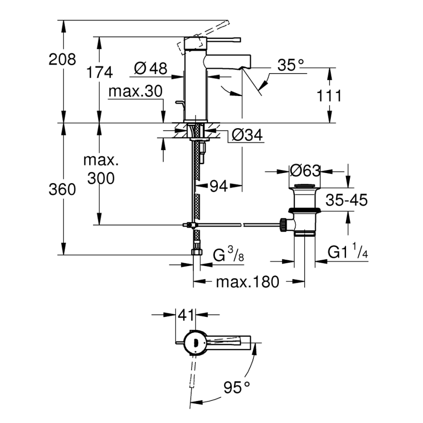 GROHE 23379001 - Torneira para lavatório ESSENCE, cromado brilhante