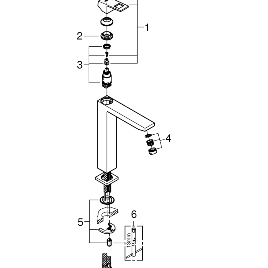 GROHE 23406000 - Misturador de lavatório EUROCUBE tamanho XL cromo polido