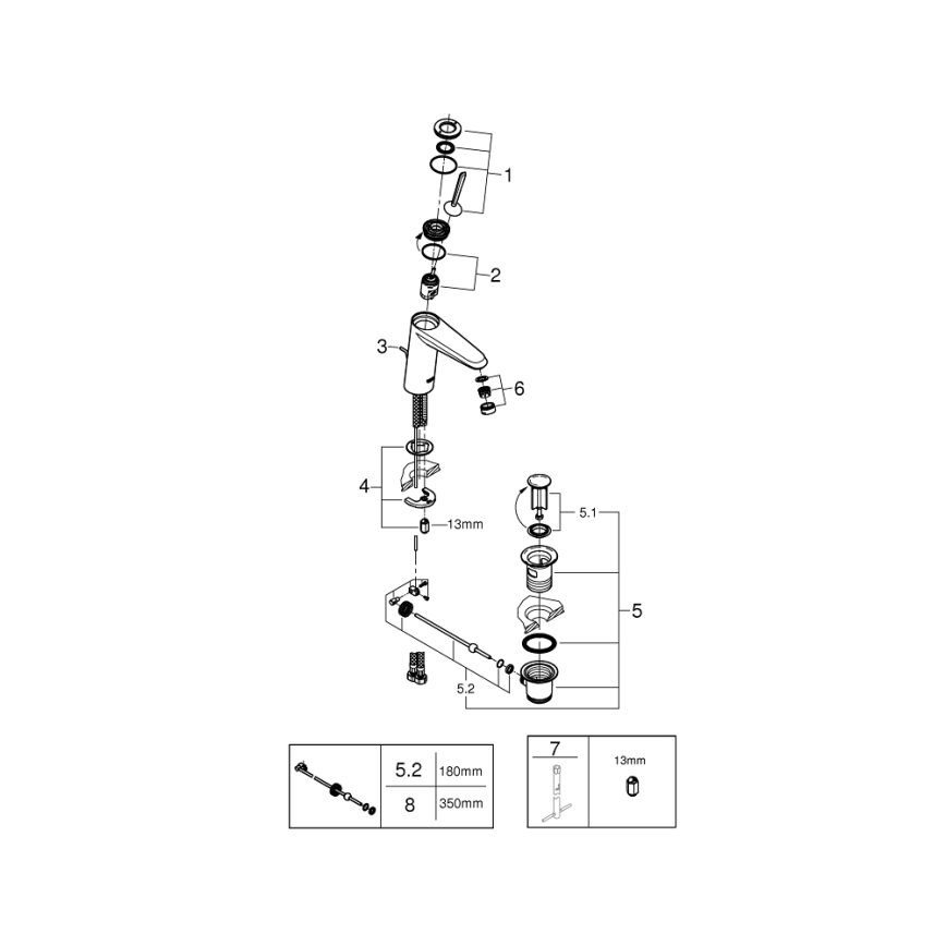 GROHE 23427000 - Misturador para lavatório EURODISC JOY DN 15, tamanho M, cromado brilhante