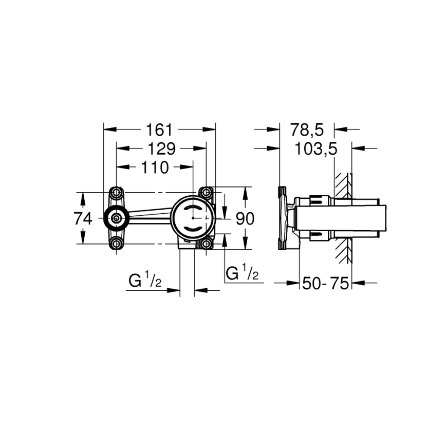 GROHE 23429000 - Corpo de encastre monocomando DN 15 em latão