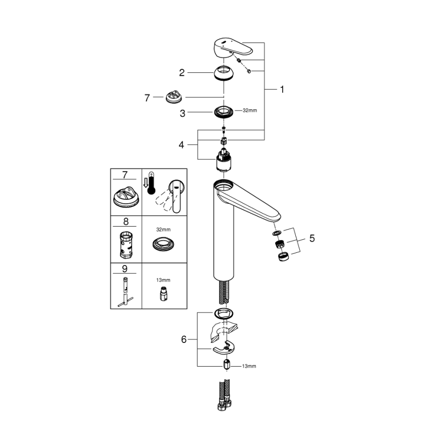 GROHE 23432000 - Torneira de lavatório EURODISC COSMOPOLITAN tamanho XL cromado