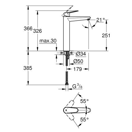 GROHE 23432000 - Torneira de lavatório EURODISC COSMOPOLITAN tamanho XL cromado