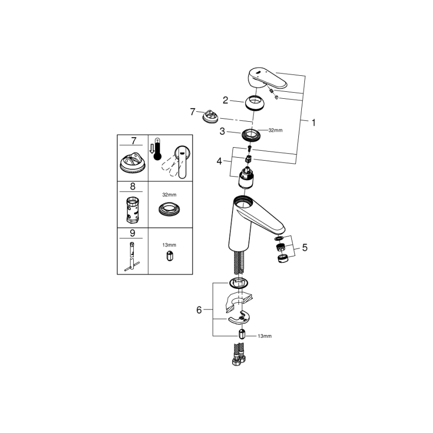 GROHE 23449002 - Torneira para lavatório EURODISC COSMOPOLITAN tamanho M cromado