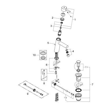 GROHE 23450001 - Bateria de lavatório CONCETTO M cromado brilhante