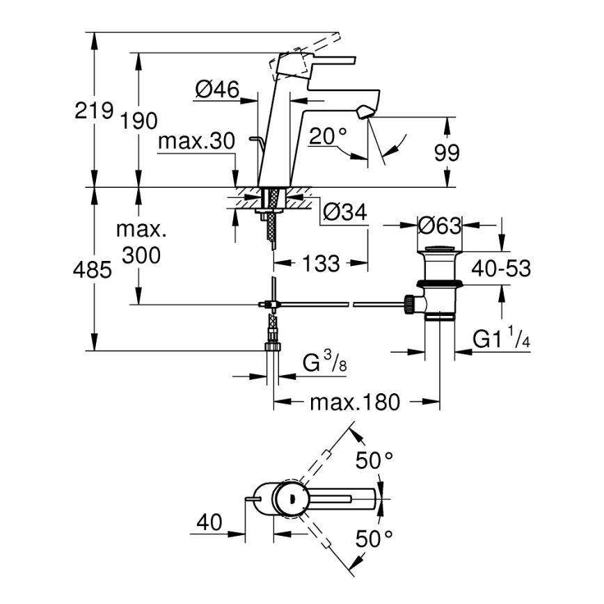GROHE 23450001 - Torneira de lavatório CONCETTO M cromo brilhante