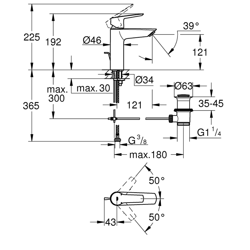 GROHE 23455002 - Misturador para lavatório START 2021 tamanho M cromo brilhante