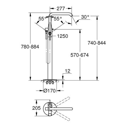 GROHE 23491AL1 - Misturador de banheira ESSENCE 277 mm grafite