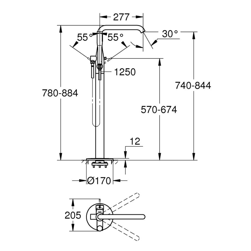 GROHE 23491AL1 - Misturador de banheira ESSENCE 277 mm grafite