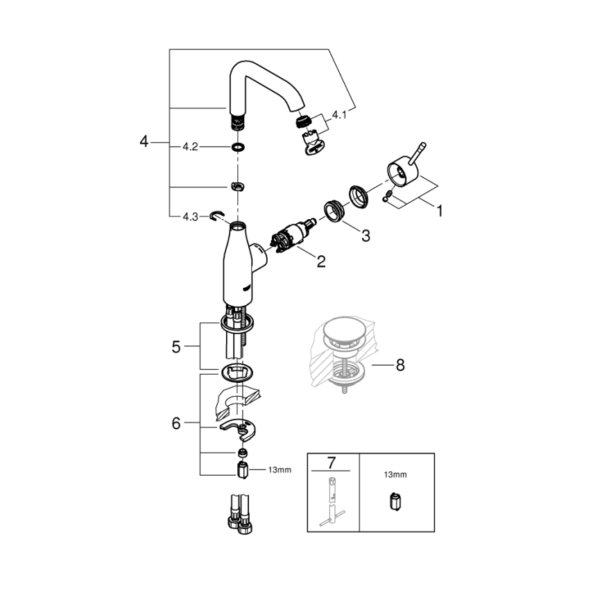 GROHE 23541001 - Misturadora de lavatório ESSENCE DN 15, cromo brilhante
