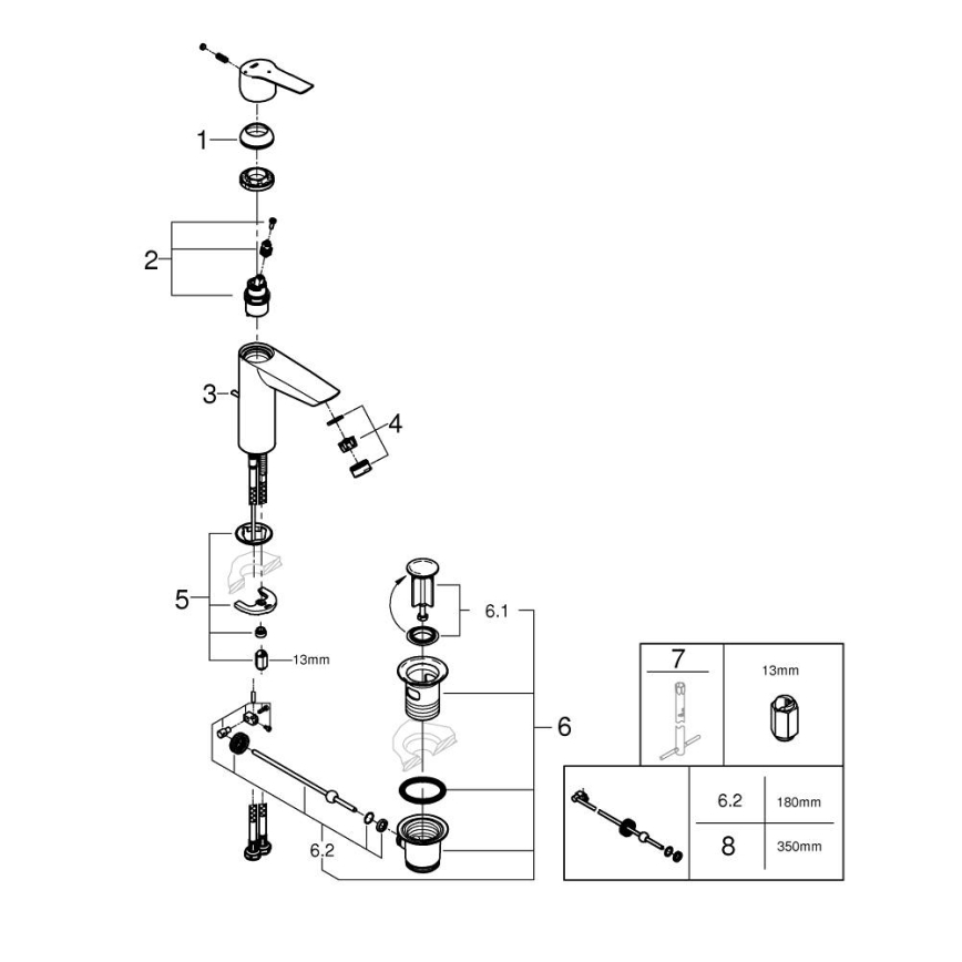 GROHE 23552002 - Torneira de lavatório START 192 mm cromado brilhante