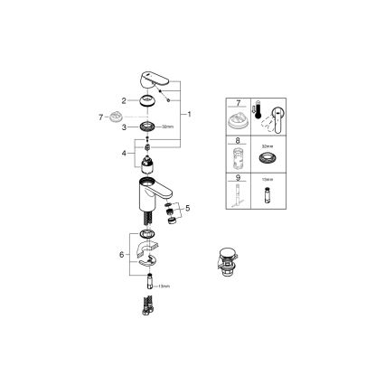GROHE 23586000 - Misturador para lavatório GET tamanho S cromo brilhante