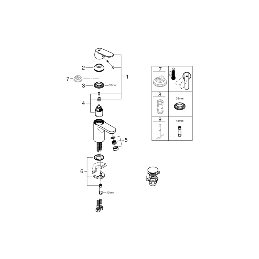 GROHE 23586000 - Misturador para lavatório GET tamanho S cromo brilhante