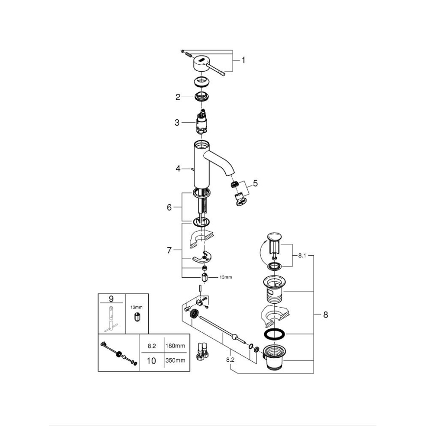 GROHE 23589GL1 - Torneira para lavatório ESSENCE DN 15 dourada