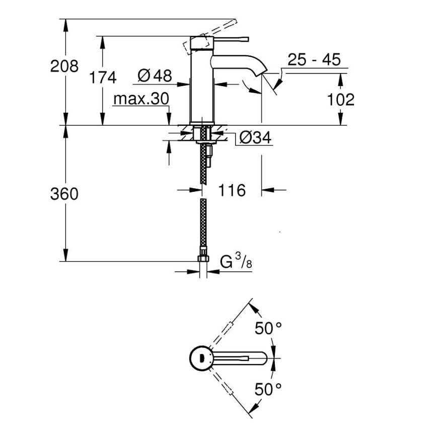 GROHE 23590DL1 - Torneira para lavatório ESSENCE tamanho S acabamento em cobre