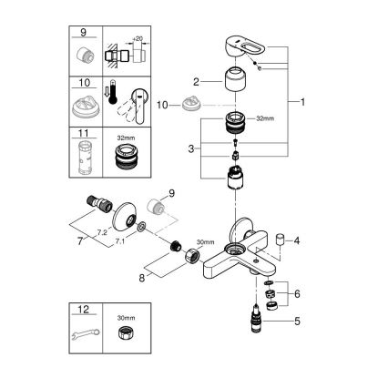 GROHE 23603000 - Misturador de banheira BAULOOP DN 15 cromado brilhante