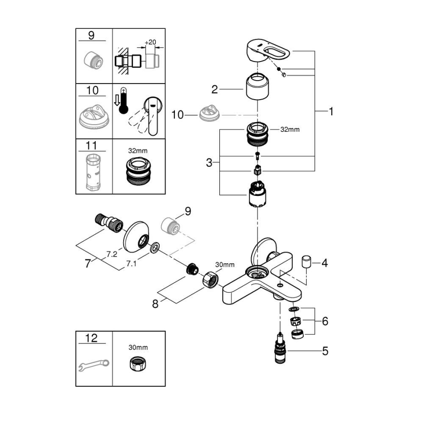 GROHE 23603000 - Misturador de banheira BAULOOP DN 15 cromado brilhante