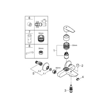 GROHE 23605001 - Misturador de banheira BAUEDGE 150±15 mm cromado brilhante