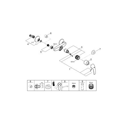 GROHE 23631000 - Misturador de duche BAUCURVE 150 mm cromado brilhante