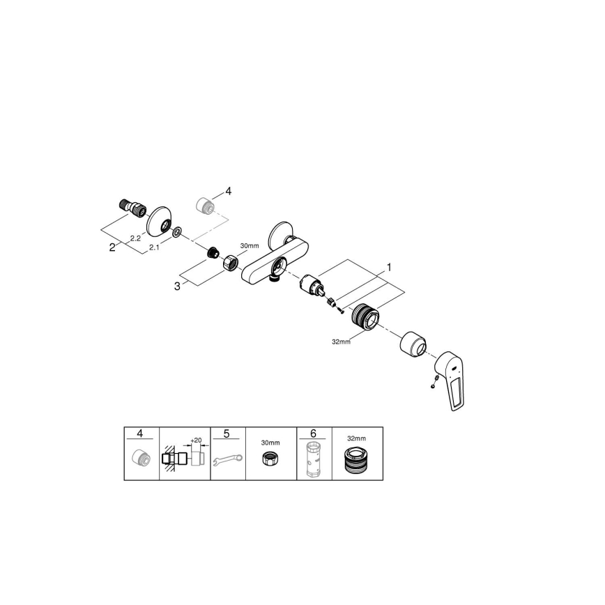 GROHE 23634001 - Misturador de duche DN 15, acabamento cromado brilhante