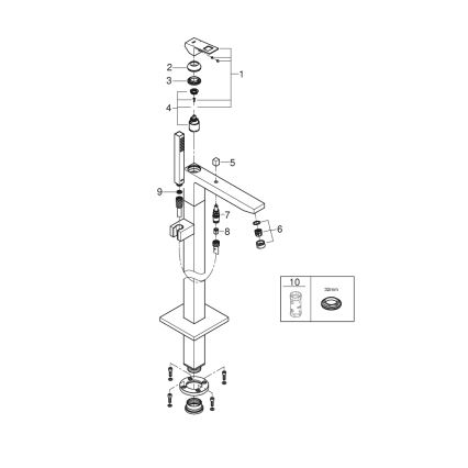 GROHE 23672001 - Misturador de banheira EUROCUBE 298 mm cromado brilhante