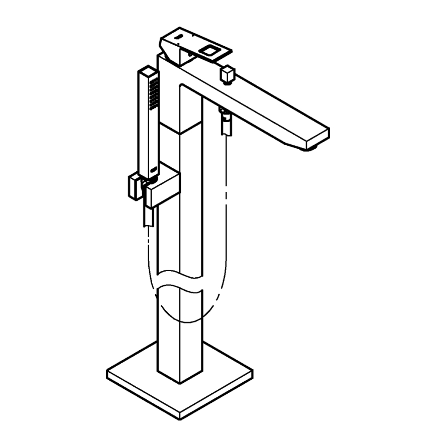 GROHE 23672001 - Misturador de banheira EUROCUBE 298 mm cromado brilhante