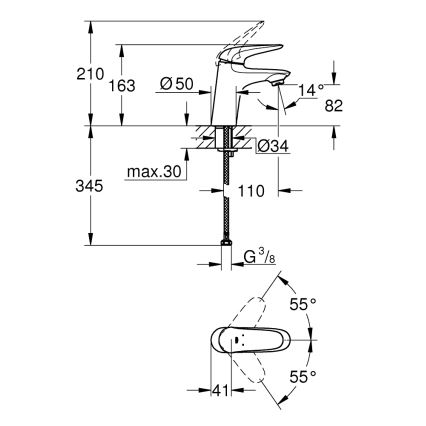 GROHE 23715003 - Torneira de lavatório EUROSTYLE tamanho S cromo brilhante