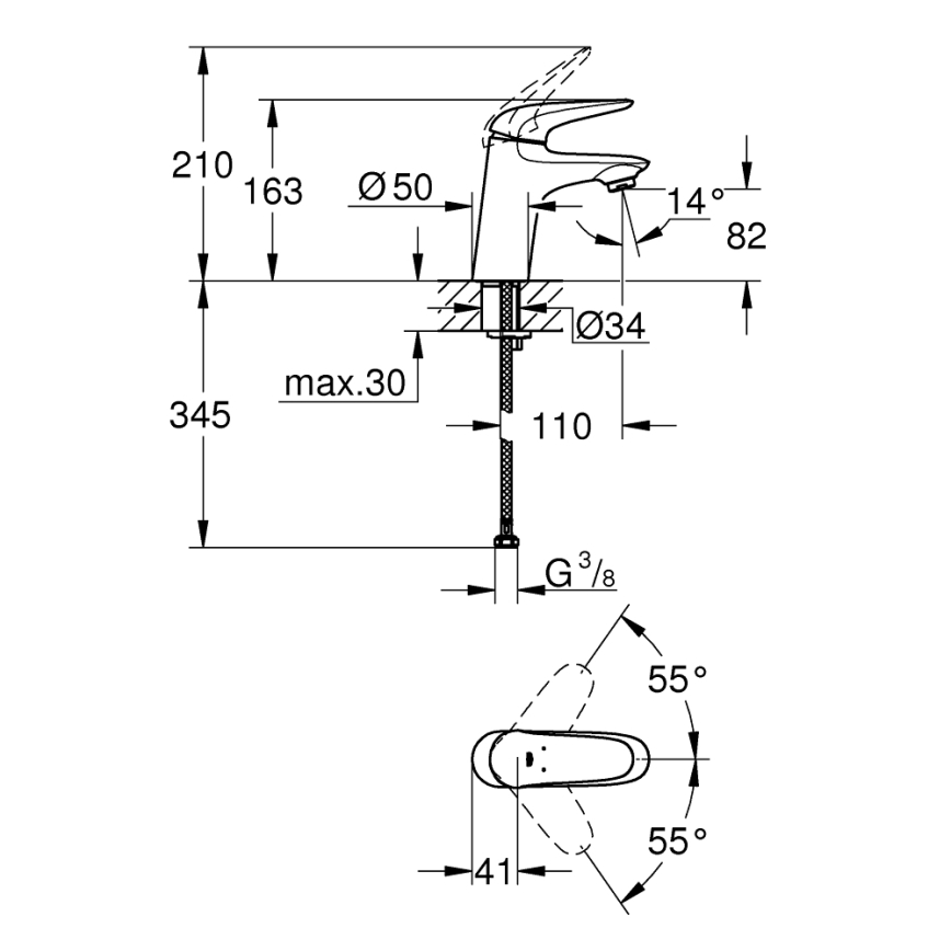 GROHE 23715003 - Torneira de lavatório EUROSTYLE tamanho S cromo brilhante