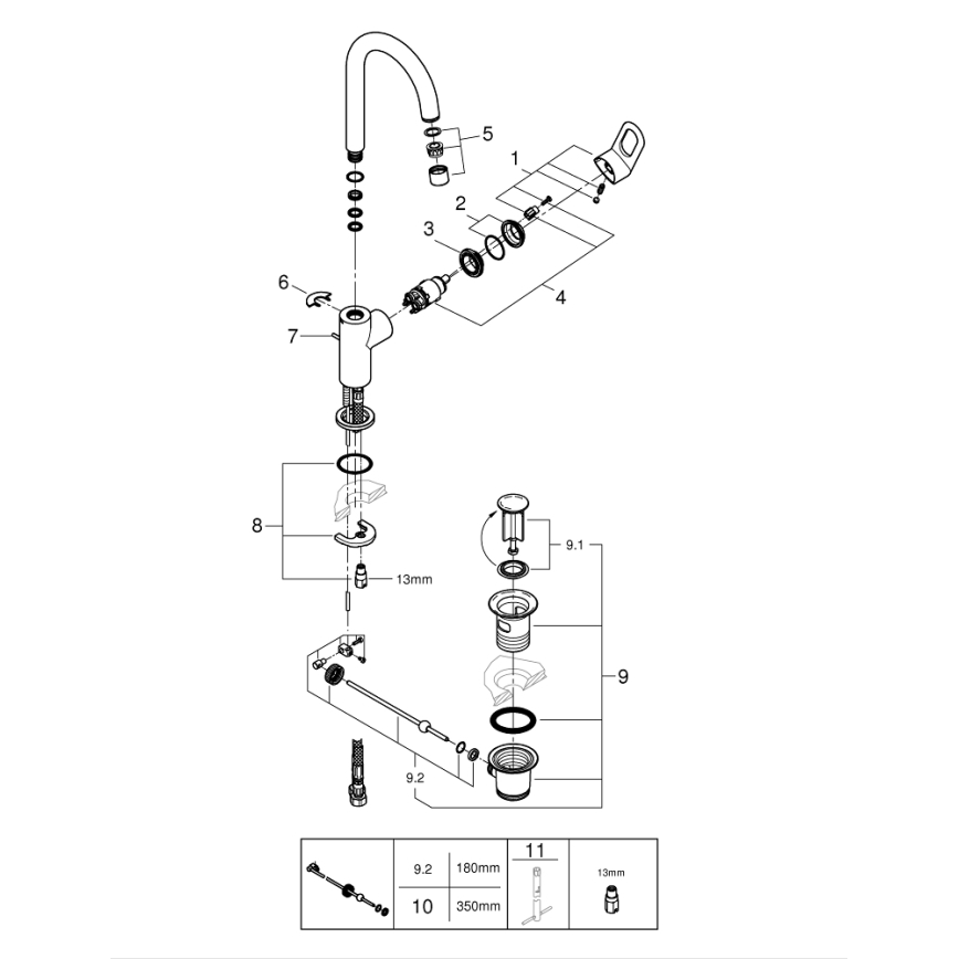 GROHE 23763000 - Misturadora de lavatório BAULOOP, tamanho L, acabamento cromado brilhante