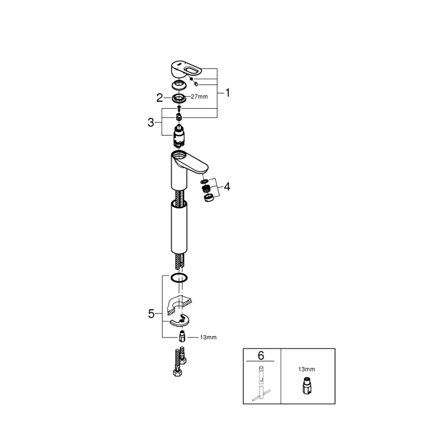 GROHE 23764000 - Misturador para lavatório BAULOOP DN 15 cromado brilhante
