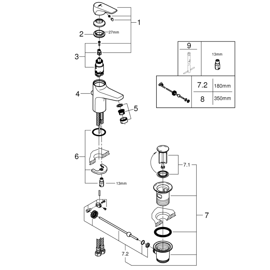 GROHE 23769000 - Misturador para lavatório START FLOW cromado brilhante