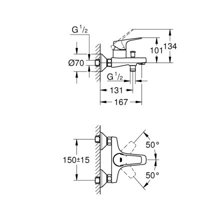 GROHE 23772000 - Misturador de banheira START FLOW 150 mm, cromado brilhante
