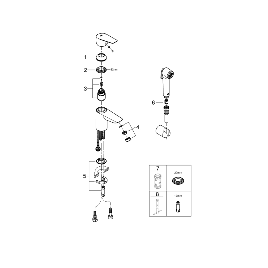 GROHE 23773001 - Misturadora START EDGE para lavatório, tamanho S, acabamento cromado brilhante