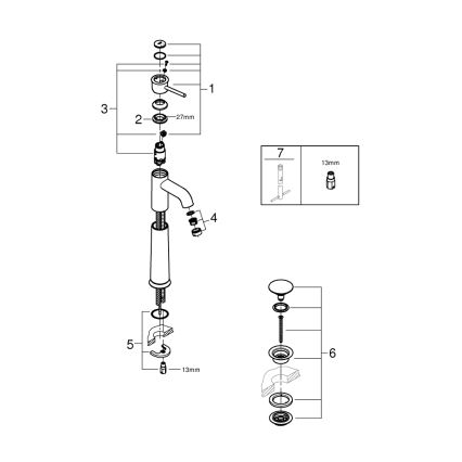 GROHE 23784000 - Torneira para lavatório START CLASSIC 357 mm, acabamento cromado brilhante