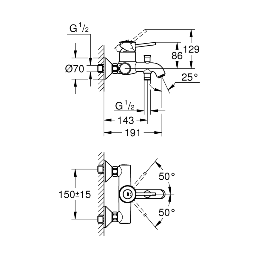 GROHE 23787000 - Misturador para banheira START CLASSIC DN 15 cromado brilhante