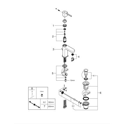 GROHE 23870003 - Misturadora para lavatório PLUS, tamanho S, cromo brilhante